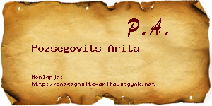 Pozsegovits Arita névjegykártya
